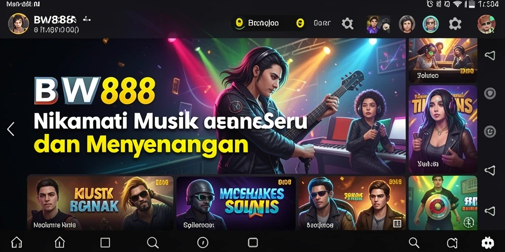 Tampilan gameplay BW888 dengan berbagai fitur musik yang menarik.