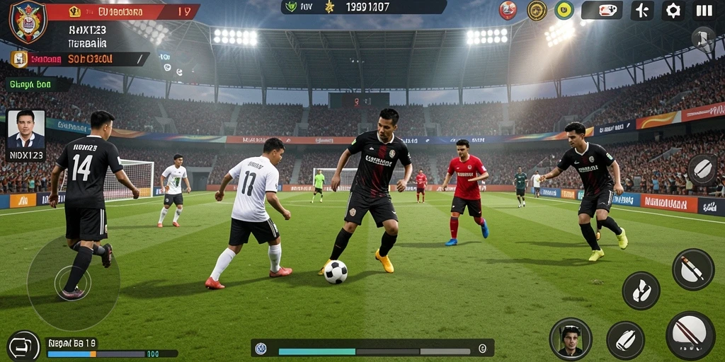Gameplay menarik NOX123 dengan elemen sepak bola realistis.