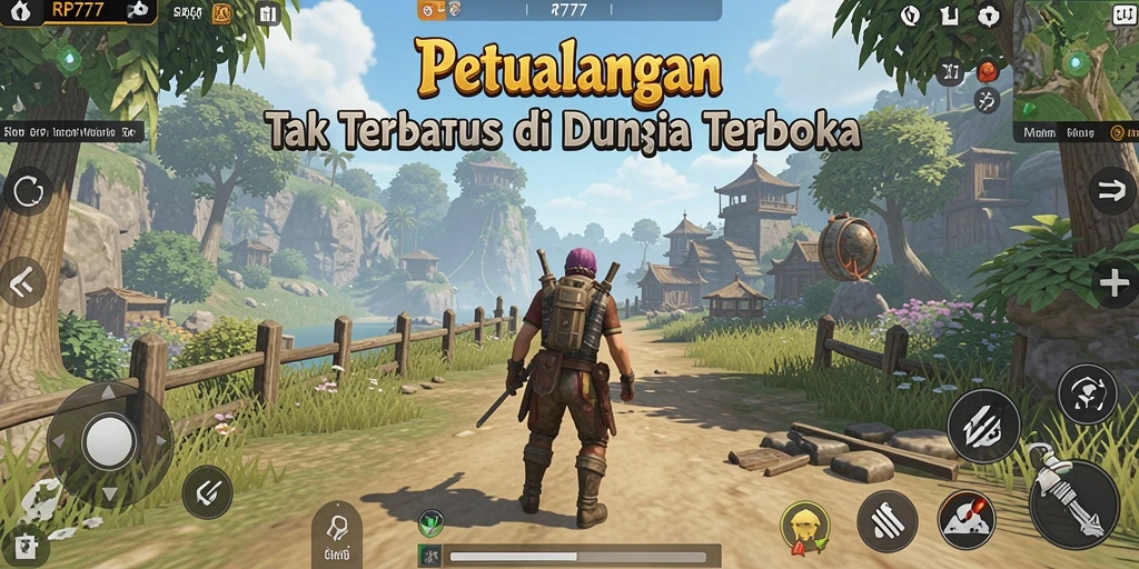 Tampilan gameplay RP777 menampilkan petualangan seru di dunia terbuka.