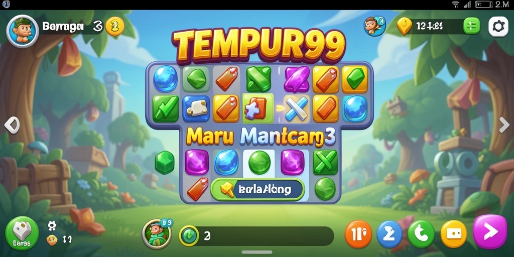 Tampilan gameplay <strong>TEMPUR99</strong> menampilkan elemen yang menyenangkan dan penuh warna.
