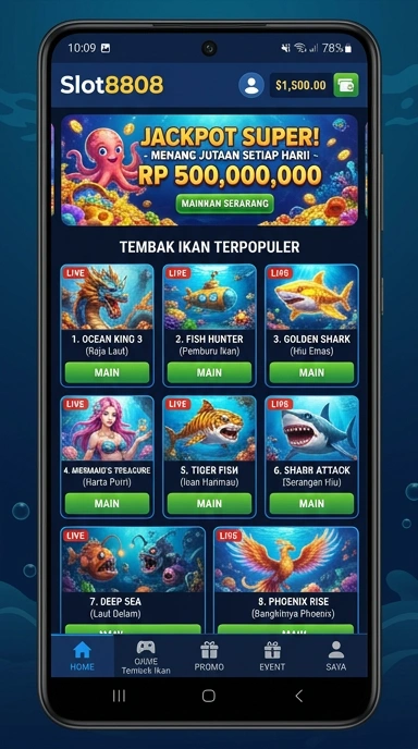 Tampilan utama aplikasi slot8808 yang intuitif.