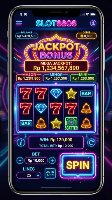 Antarmuka pengguna yang ramah dari aplikasi slot8808.